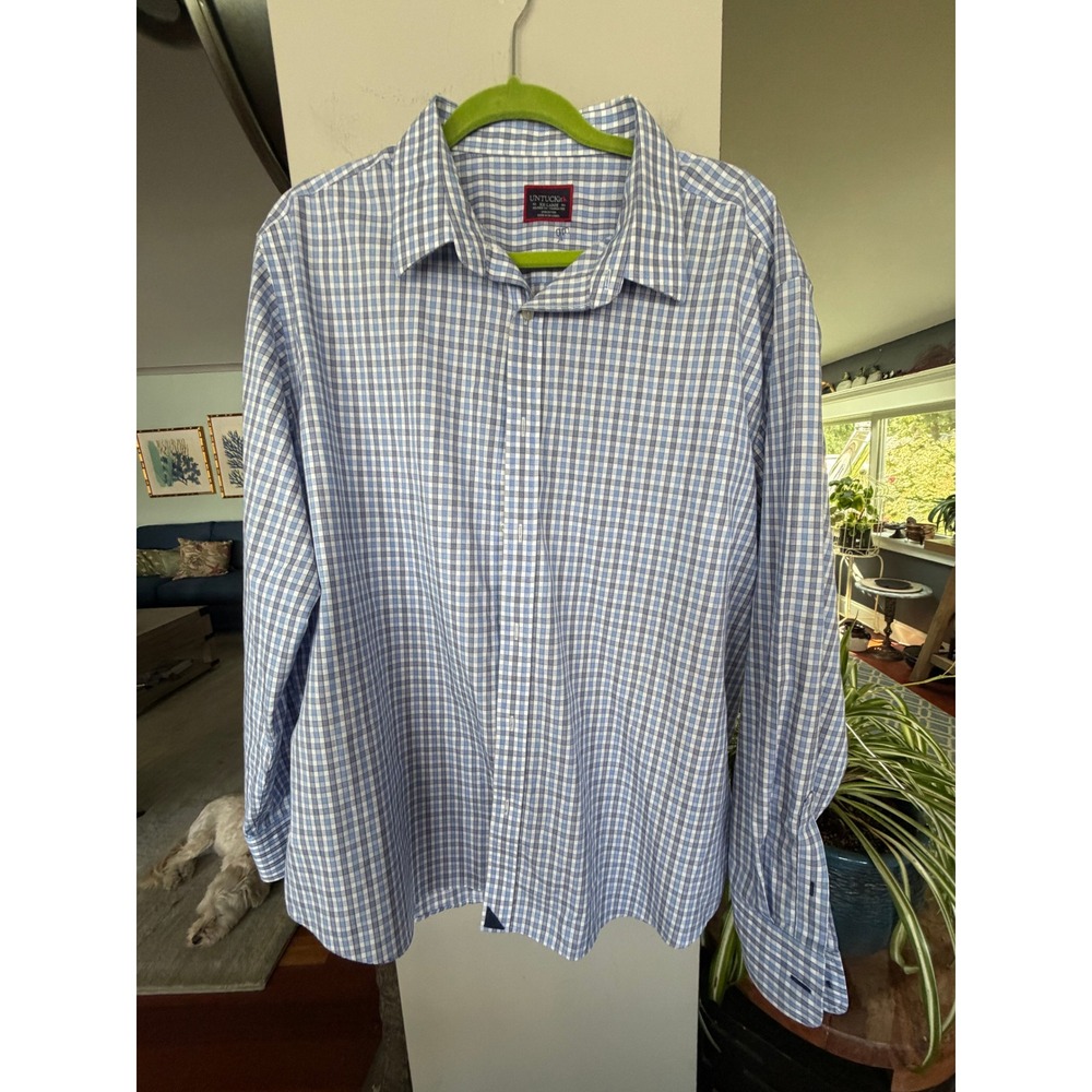 UNTUCKit Durif-WF Shirt Mens XXL Blue Gingham Good Relaxed Fit Preppy Casual